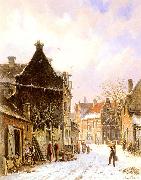 Adrianus Eversen A Village Street Scene in Winter china oil painting reproduction